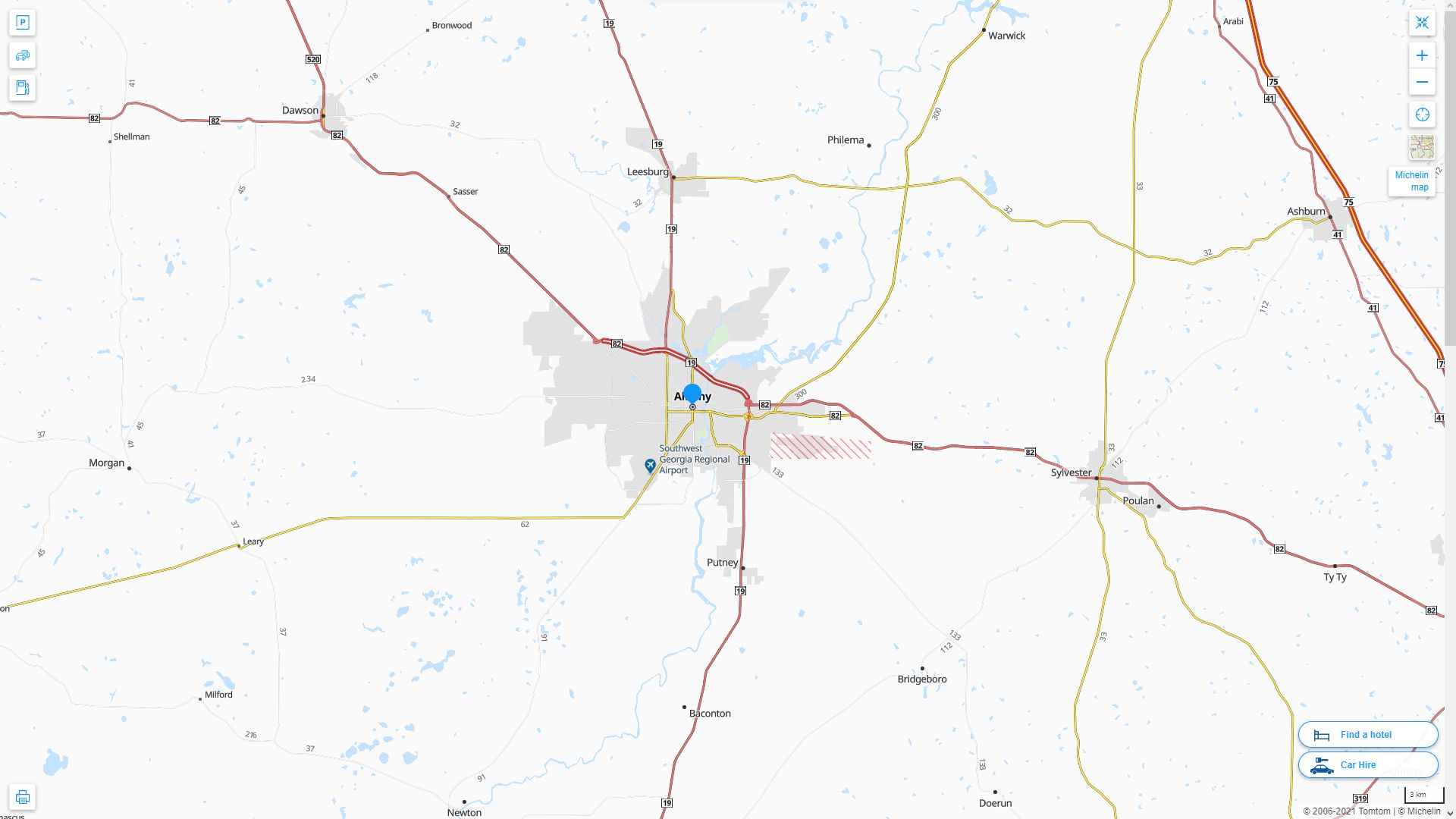 Albany Georgia Highway and Road Map